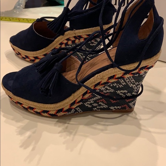 CAbi Suede Ankle Tie Wedge shoes - Picture 2 of 5